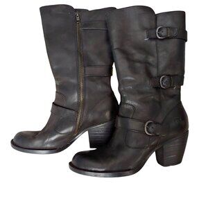Born Malerie Mid Calf Moto Boots Rocker Biker Grunge Western Boho Boot 9